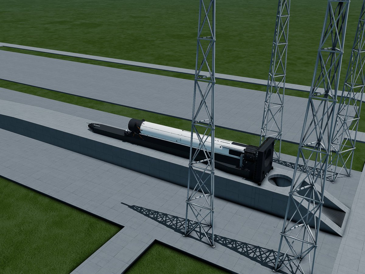 Helios_JNO's tweet photo. Tundra Flight 1's booster has been rolled back to the HIF to allow for additional checks to ensure we have the highest chance of success on this mission and to allow @kuiperaerospace 's horizon to have a smooth testing campaign ahead of its earlier launch this month. https://t.co/fuMV3Pnrby
