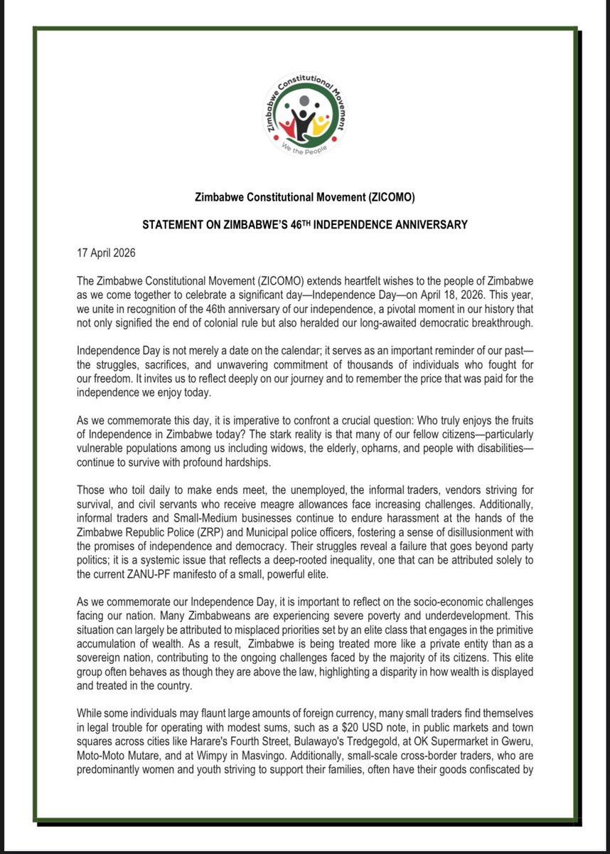 Zimbabwe Constitutional Movement (ZICOMO) tweet media