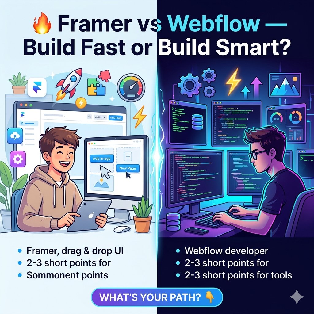 WaveInk5's tweet image. 🔥 Building websites shouldn’t feel like a battle. Framer offers a dynamic, design-first approach, while Webflow is a robust CMS. Which platform do you find more intuitive for your projects?
#webdesign  #framers #webflow #uxdesign #webdevelopment