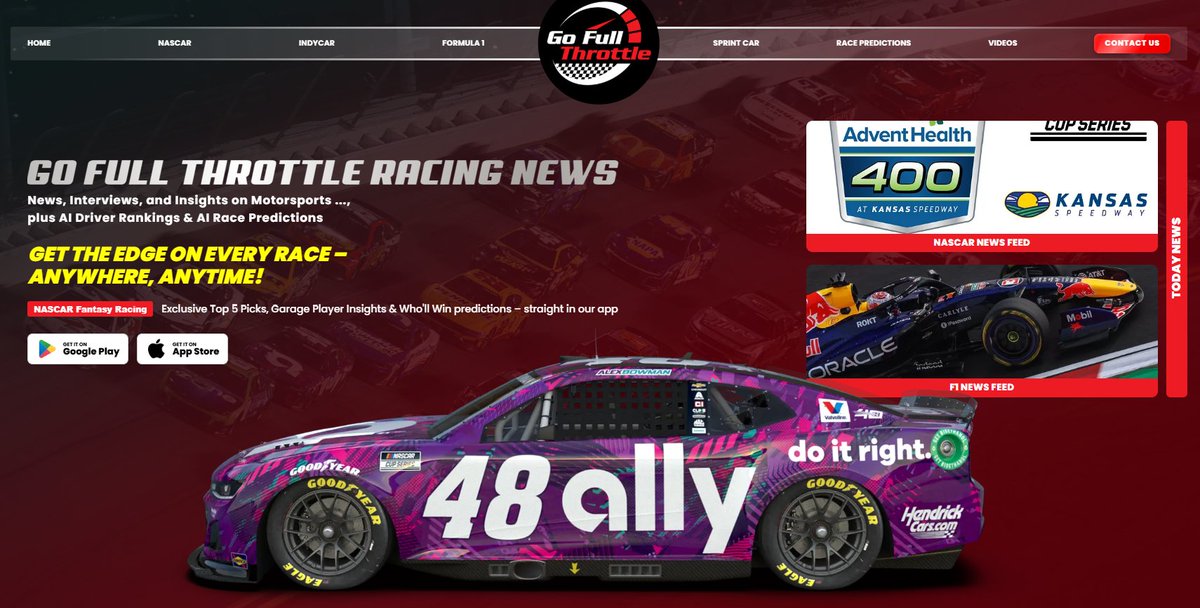 💻🖥️🖱️🛜 NEW GFT WEBSITE LAUNCH
🟢 The New gofullthrottle.net is finally live!
News, Interviews, Videos, Motorsports Nation Podcast
🏁 The GFT App is now where our GFT AI Race Prediction model data will be available for subscribers