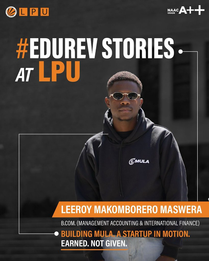 lpuuniversity's tweet image. Today’s #EduRev Story celebrates an inspiring #LPUStudentAchievement! 🚀
Our B.Com student Leeroy Makomborero Maswera is building his fashion brand MULA with hustle, consistency &amp;amp; vision —turning dreams into reality with LPU’s support!
#LPU #StudentEntrepreneur