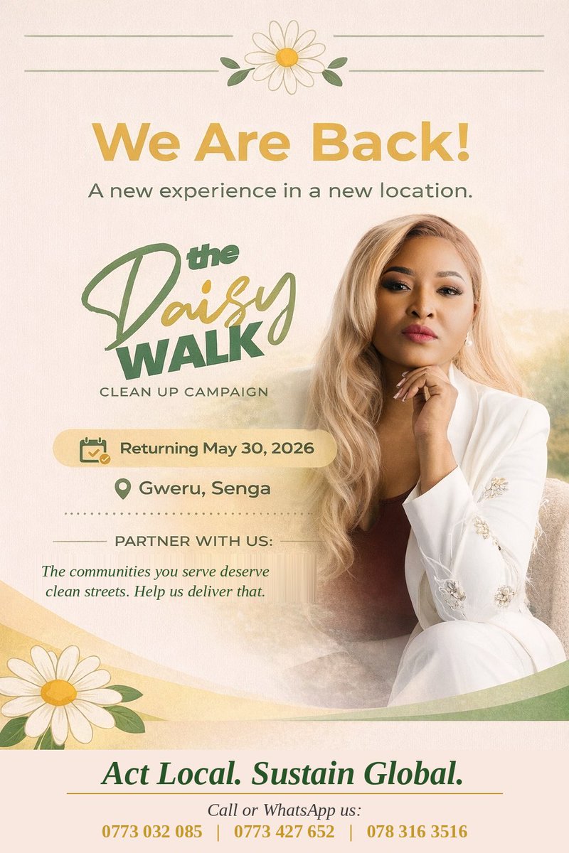 itaimutinhiri's tweet image. Gweru gave me an education. I'm giving back a cleanup.
MSU alumna. 2 degrees. city that shaped me.
The Daisy Walk returns.
📍Gweru
May 30 | 9–11:30 AM
Gloves on. Hearts full. 2 hours, real impact.
Volunteers &amp;amp; partners → DM or call 0773 032 085
#TheDaisyWalk #MSUAlumna #SDG11