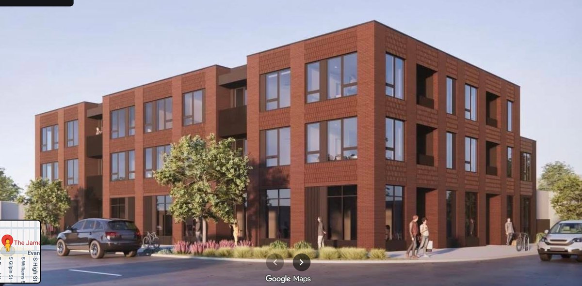 BuildUpDenver's tweet photo. Evans &amp; Gilpin St, #Denver 80210
3-story apts replace surface lot + SU home in University neighborhood near DU &amp; retail on Evans corridor. 18 homes (20 beds) w/ 17 veh &amp; 19 bike parking spots, mostly underground. 1 retail space at the corner, much improved from the strip before! https://t.co/idnpF3JNBs