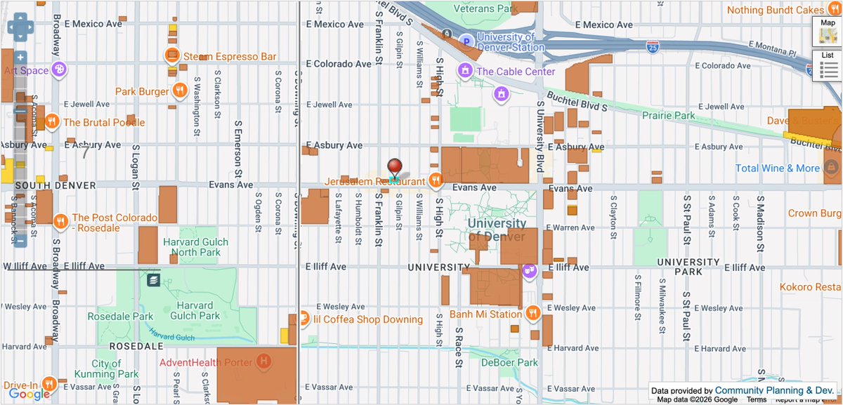 BuildUpDenver's tweet photo. Evans &amp; Gilpin St, #Denver 80210
3-story apts replace surface lot + SU home in University neighborhood near DU &amp; retail on Evans corridor. 18 homes (20 beds) w/ 17 veh &amp; 19 bike parking spots, mostly underground. 1 retail space at the corner, much improved from the strip before! https://t.co/idnpF3JNBs