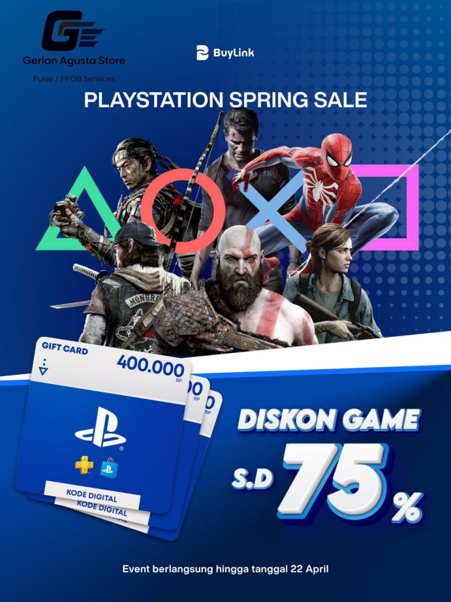 GerlanStore's tweet image. 🔥 PS SPRING SALE: DISKON s.d 75%! 🎮

​Borong game favoritmu sebelum 22 April! ⏳

​💎 Top Up PSN di Gerlan Agusta Store:

✅ Proses Instan

✅ Harga Bersahabat

✅ 24 Jam

​🛒 Klik: buylink.id/GerlanAgustaSt…

​#PlayStation #SpringSale #GerlanAgustaStore 🎮⚡️