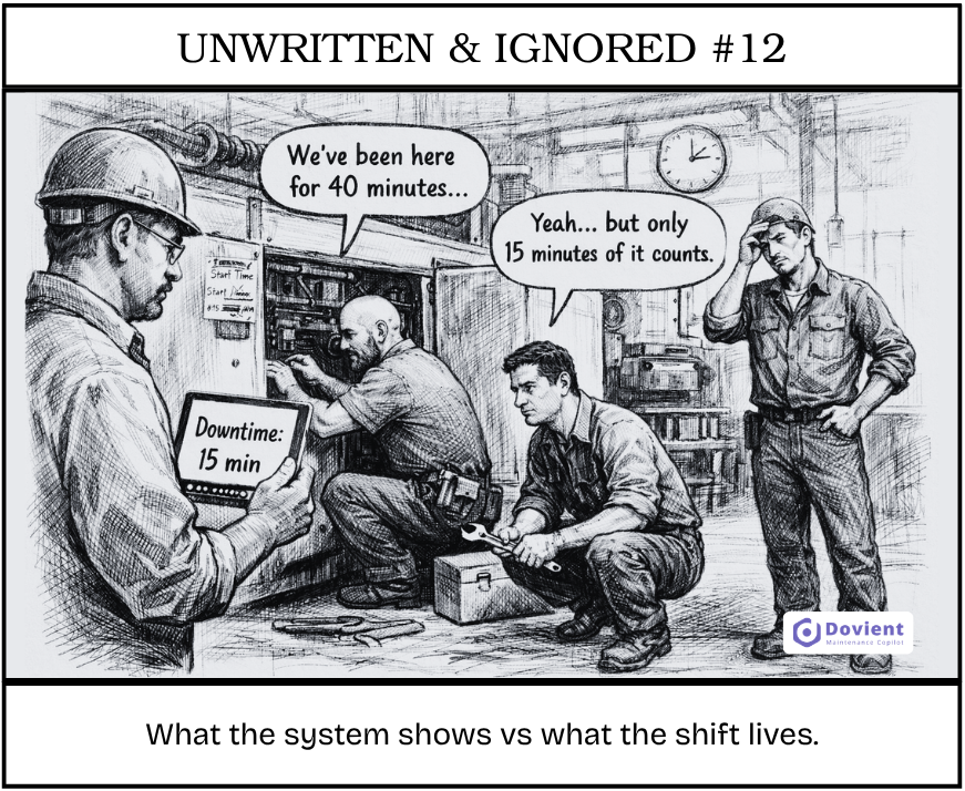 dovient_copilot's tweet photo. Downtime on the floor: 40 min
Downtime in the system: 15 min
Both accepted.

Which one do you trust?

#Downtime #manufacturing #plantmemory #knowledgegap #DovientCopilot #Recordkeeping https://t.co/V7R1m8BYYf