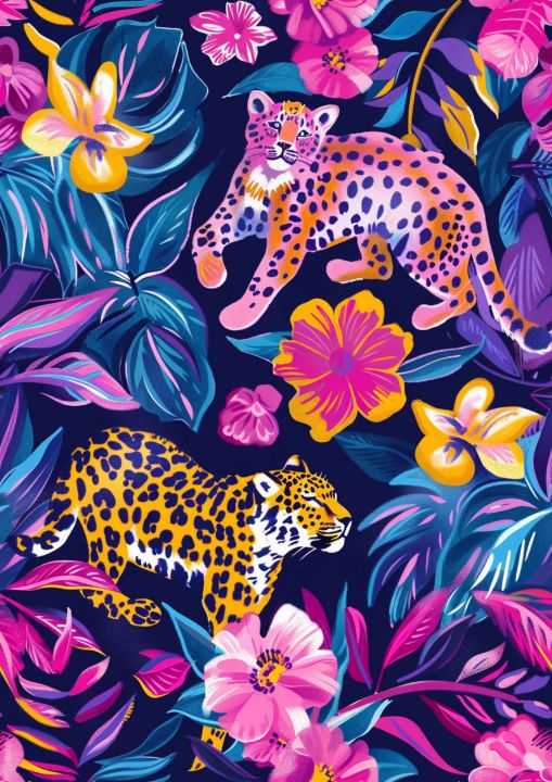 Art of the Day! "Floral pattern with leopards". Buy at: ArtPal.com/maxleron?i=306…