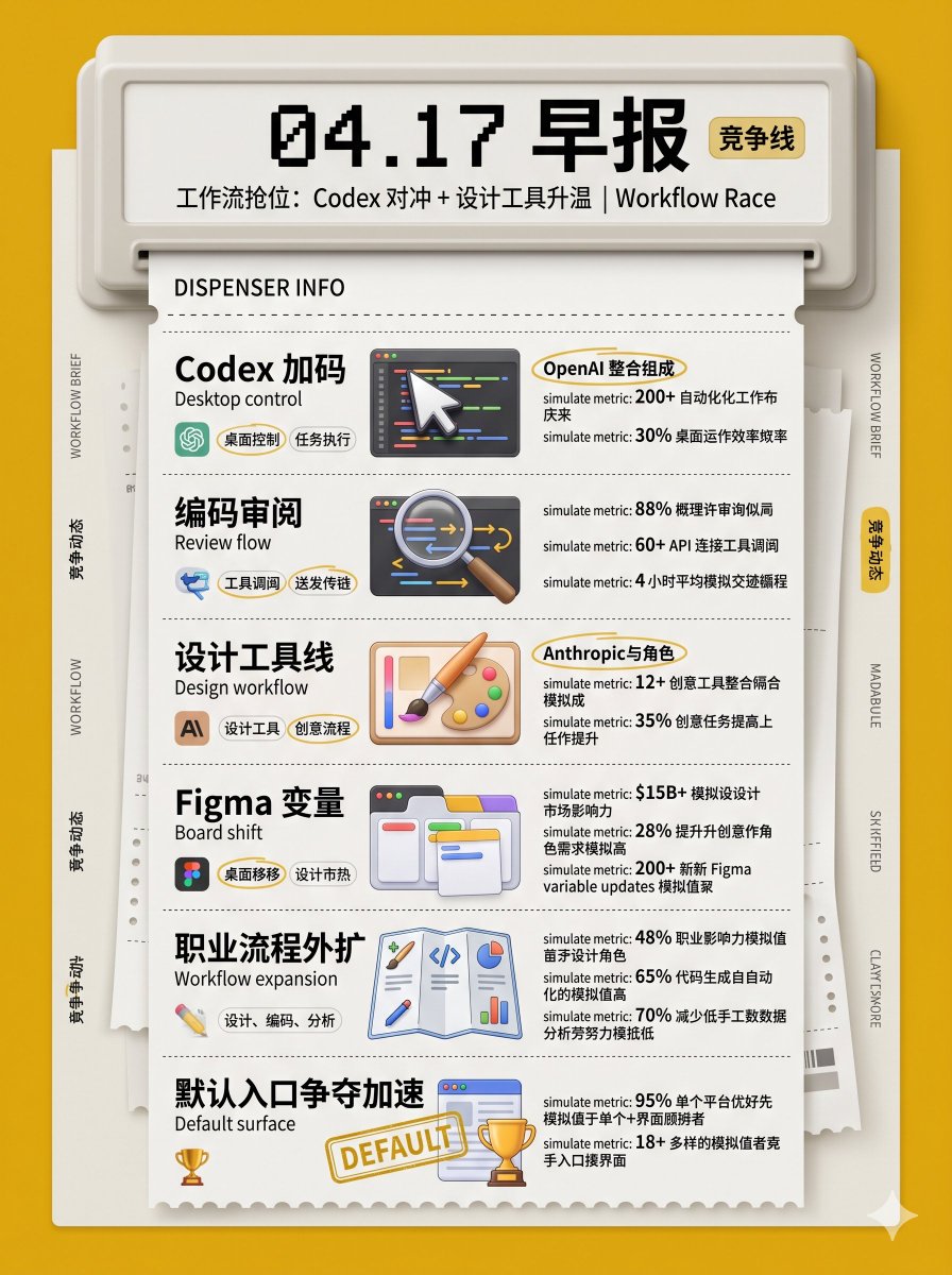 Raki66626's tweet photo. 同晚 Codex 往桌面控制继续推进，Anthropic 设计工具线升温，Factory 拿到 15 亿美元估值。今天的看点很集中：模型公司开始抢真实工作面。 https://t.co/Pxu6i4gY1F