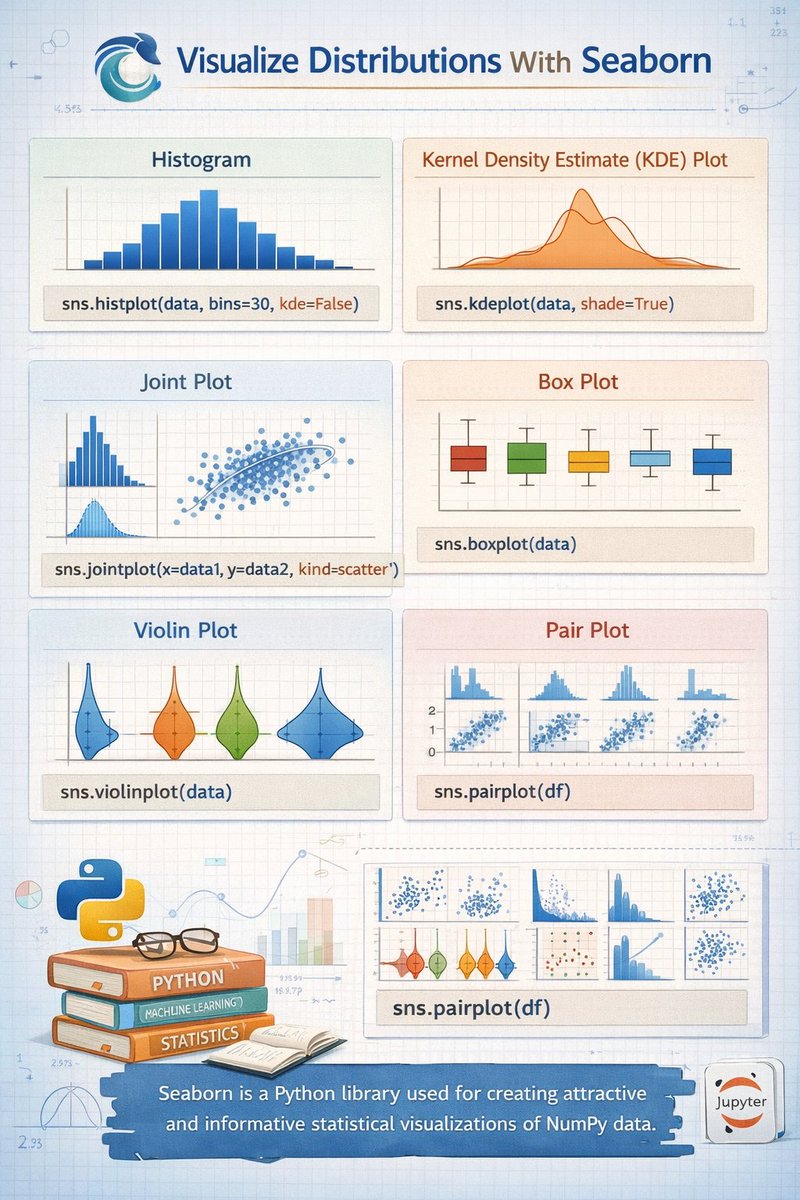 matetechnologie's tweet image. Visualizing distributions with Seaborn #py #python #tutorial