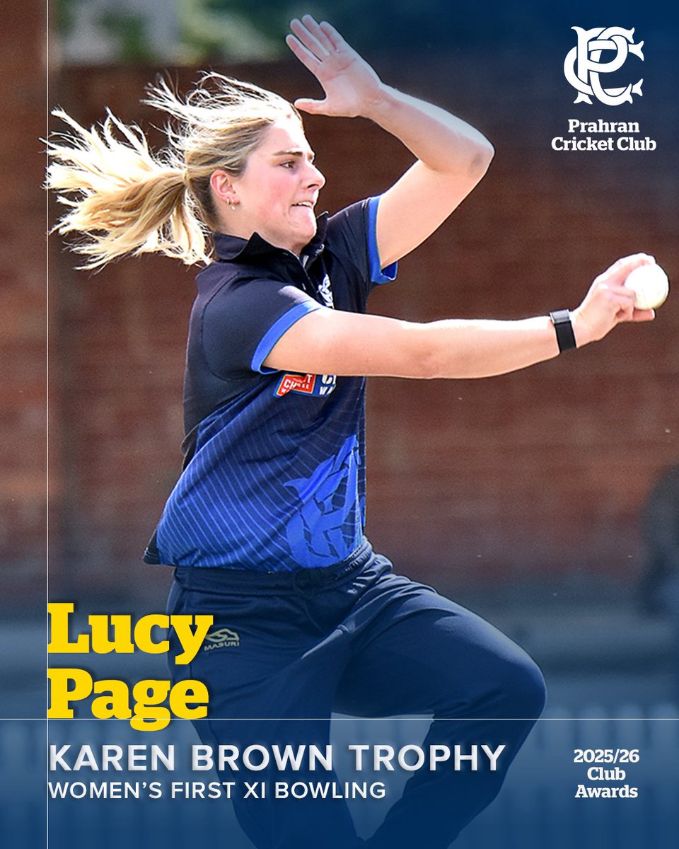 prahrancc's tweet photo. 🏆 Congratulations to the winners of our Women's First Eleven awards for 2025/26:  

🔹 Lucy Page - Karen Brown Trophy: Bowling Average 🔹 Sansiree Plant - Ando Aparo Trophy: Batting Average 🔹 Elizabeth Cormack - Fielding Award  

👏 💙 #TrueBlues @vicpremcricket https://t.co/3wUV8kmaig