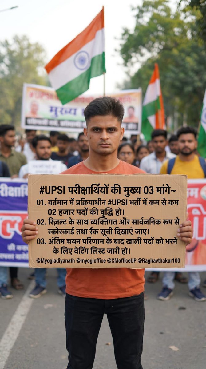 kalamkitakat02's tweet photo. मा.मुख्यमंत्री जी @CMOfficeUP🙏
UPSI में 2000 पद वृद्धि, DV/PST के साथ स्कोरकार्ड व वेटिंग लिस्ट का प्रावधान करें।
हजारों युवाओं का भविष्य जुड़ा है। #UPSI_BHARTI
@CMOfficeUP @dgpup @yadavakhilesh #UPSI_INCREASE_2000_POST
#UPSI_SHOW_MARKS
#UPSI_GIVE_WAITING_LIST
#UPSI_BHARTI_4543 https://t.co/dGwH0TiA4u