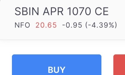 gandhimohanr12's tweet image. #Sbin 
Bought SBIN 1070 call at 20 sl 14 target t-1 41 .  T-2 57 ! 💥💥💥
#moneytree🌲
#Archer✍️✍️✍️💚❤️