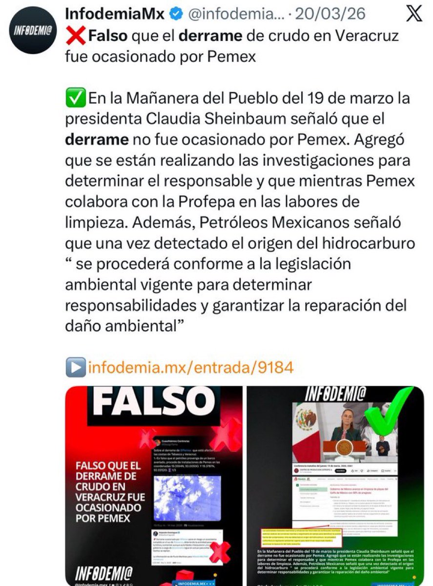 LauraBruges's tweet photo. 🛢️Desde febrero tenían registro del derrame por un oleoducto de Pemex. 

El tiempo y la naturaleza los evidenció. Pero como pretendían  seguirlo ocultando usaron sus huestes para supuestamente “desmentir” a ambientalistas,  organizaciones internacionales, medios de comunicación y a los  propios pobladores.

La respuesta no fue atender el problema, sino descalificar y acusar de conspiración contra el gobierno

La gobernadora de Veracruz, Rocío Nahle, faltó a la verdad con la versión del “barco” (fantasma 👻)
Versión que también sostuvo la presidenta.