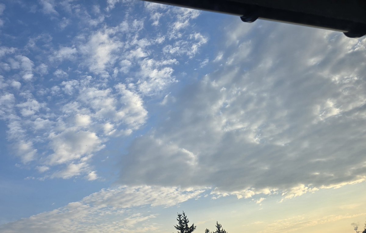 sebotoshi's tweet photo. Morning sky with square cloud formation #chemclouds #Clouds https://t.co/nHlptLaYX5