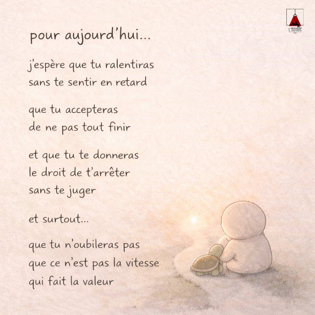 Ecriture2's tweet photo. et si aujourd’hui
tu faisais un peu moins…
mais avec un peu plus de douceur ?
qu’est-ce que tu pourrais t’autoriser à laisser en pause ? 🤍 https://t.co/UNRG0JuloH