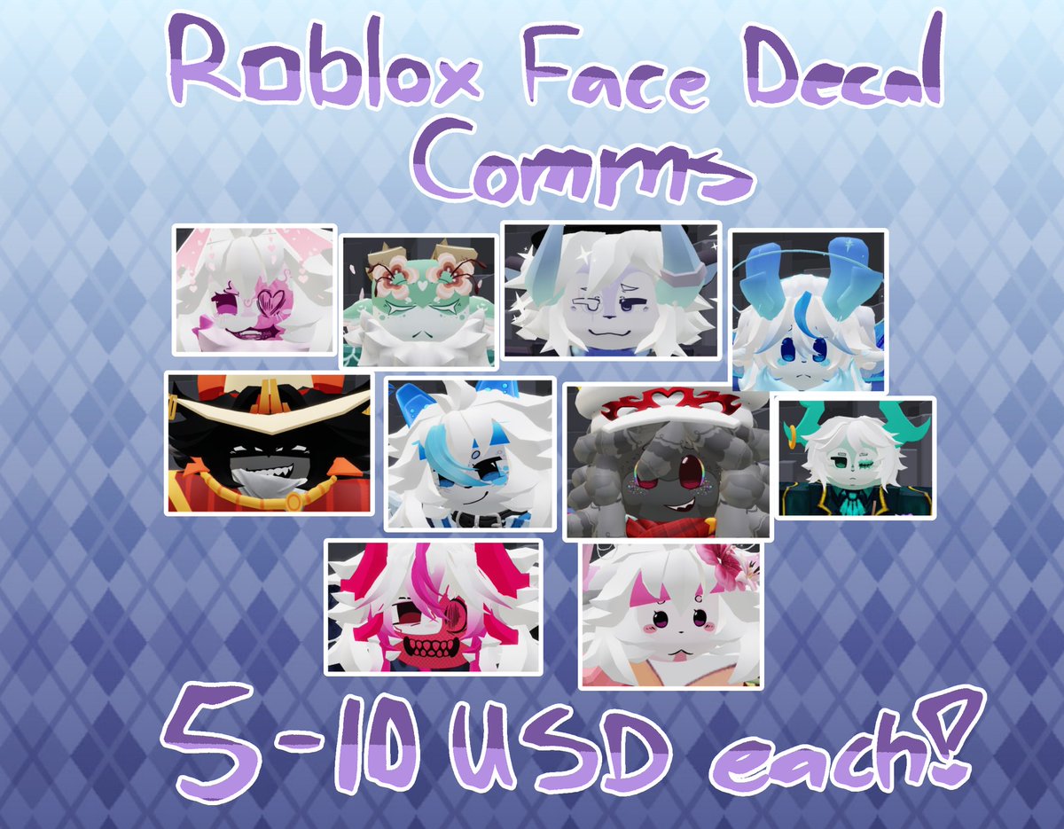 djdoodlez_'s tweet photo. Opening a few slots for Chibis, Icons, and Roblox face decals!! Prices and examples are on the sheets, dm here or discord for more info! My discord is djdoodlez_ ! 

#phighting #commissions https://t.co/pXD4HwssIN