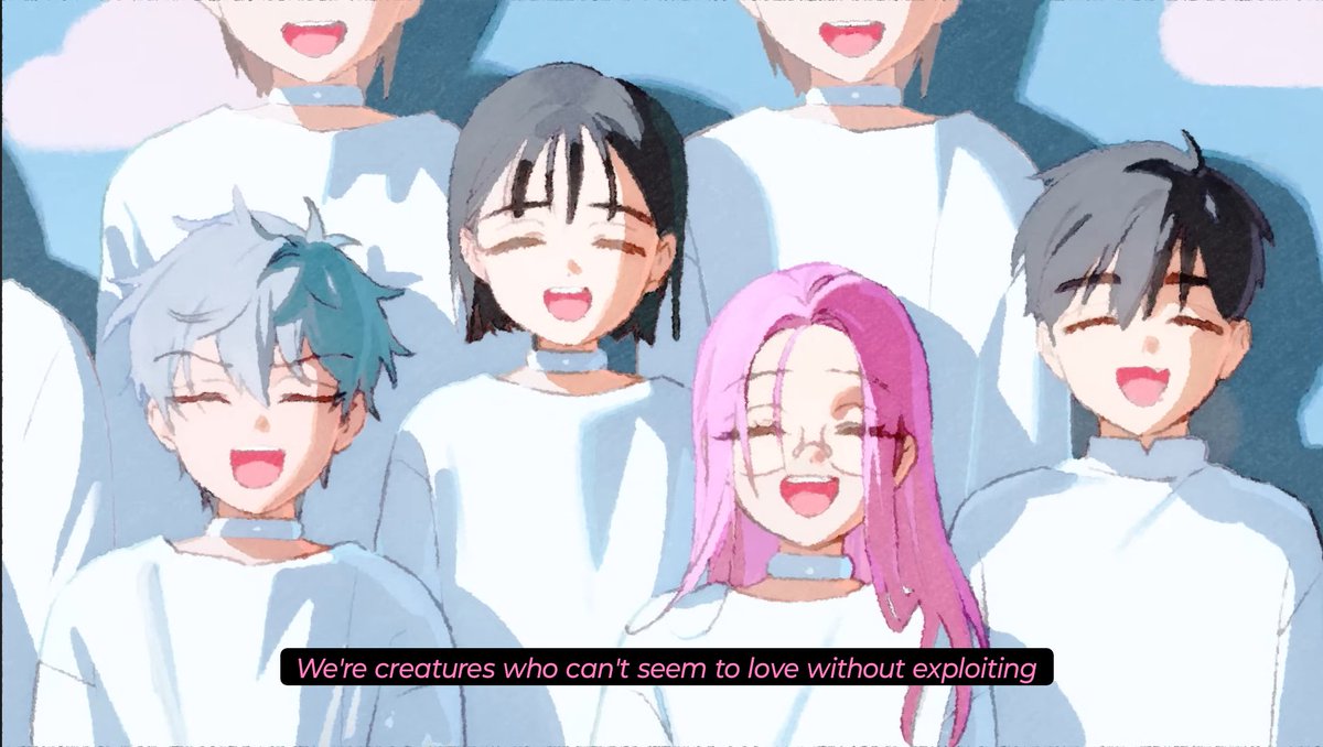 xy_kell's tweet photo. @lilacclooudd @yaoiivti It's how it was drawn in the actual video guys 😭 it's not AI modified AT ALL it's the style https://t.co/zA1R7hoJrg