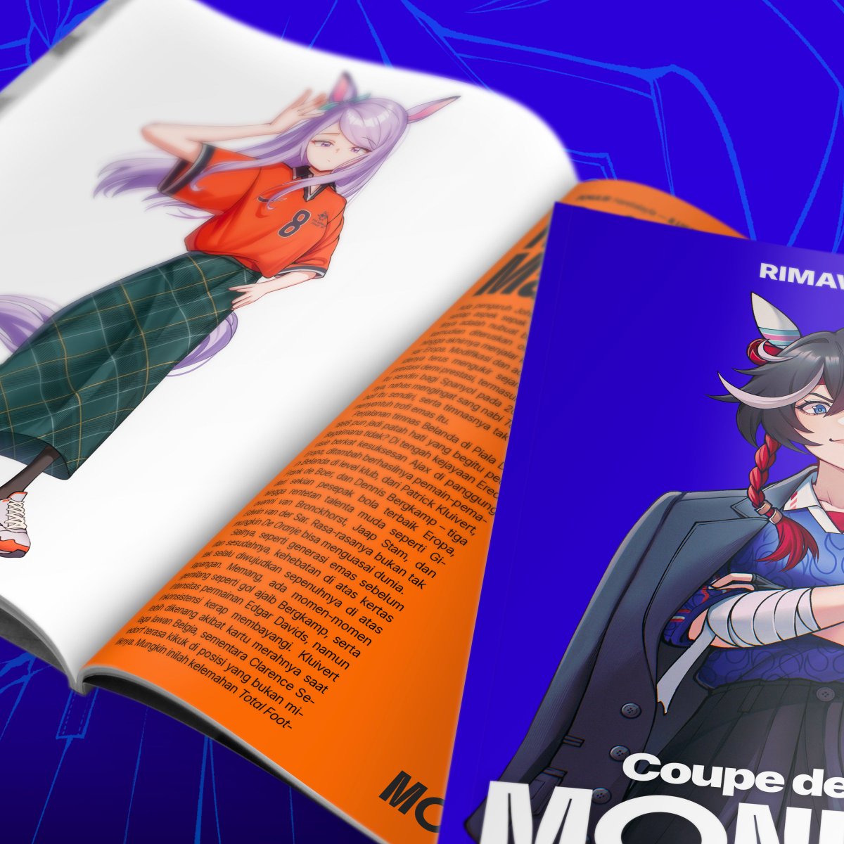 rimawarna's tweet photo. Umamusume favoritmu, hadir bergaya #blokecore dengan jersei ikonik Piala Dunia, lengkap dengan artikel yang mengulas sepak terjang timnasnya! ⚽🐴🌍

Preorder bukunya untuk pick-up di #Comifuro22 atau via mail order lewat tautan di gambar dan profil kami! https://t.co/yLqRIigLWZ