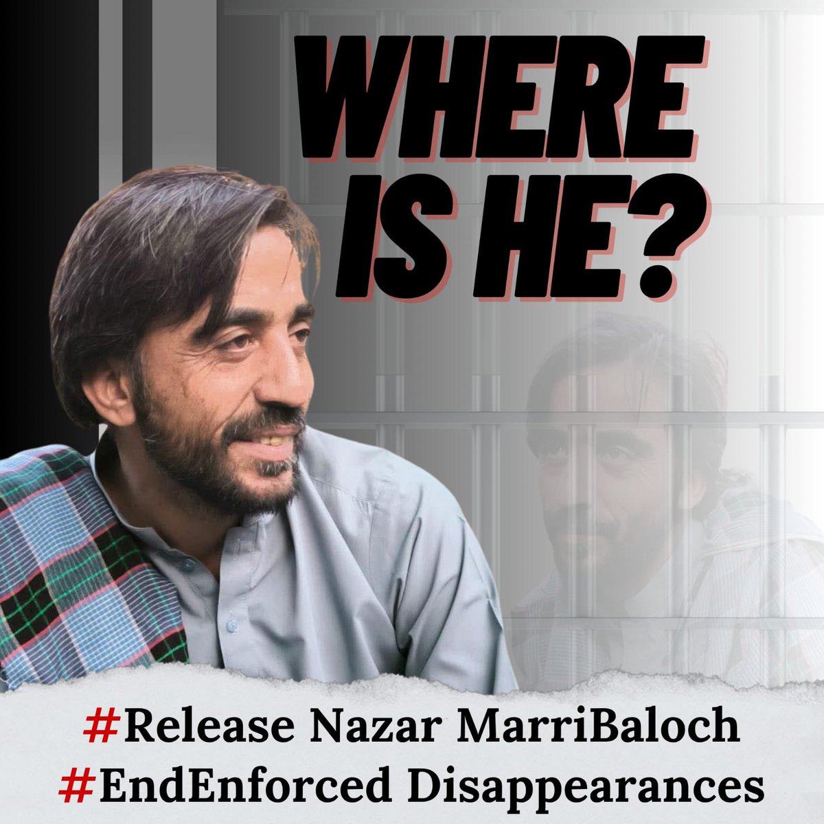 MarriBaloc85135's tweet image. Where is He?
#ReleaseNazarMarriBaloch
#ReleaseBYCLeaders
#ReleaseAllBalochMissingPersons
#EndEnforcedDisappearances
#StopBalochGenocide
@amnesty @amnestyusa @amnistia @hrw @UNHumanRights @UN_HRC