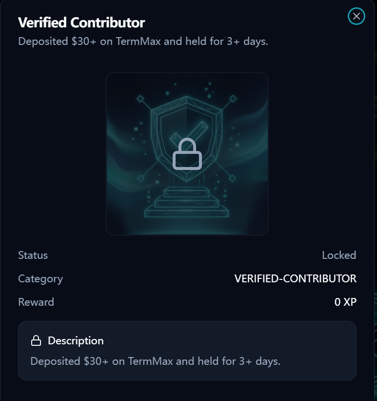 Quaseanjos_Mar's tweet image. 兄弟萌！#TermMax 要TGE了！赶紧查漏补缺，做最后冲刺！今天发现我漏了一个重要徽章，赶紧存款，三天搞定它！还有 #TermMaxFi 那些 #LEND 和 #Dual vault depositor也要搞一下，深入体验产品，别只有签到，因为XP太卷了，仅签到估计最后连汤都是没油水的！
