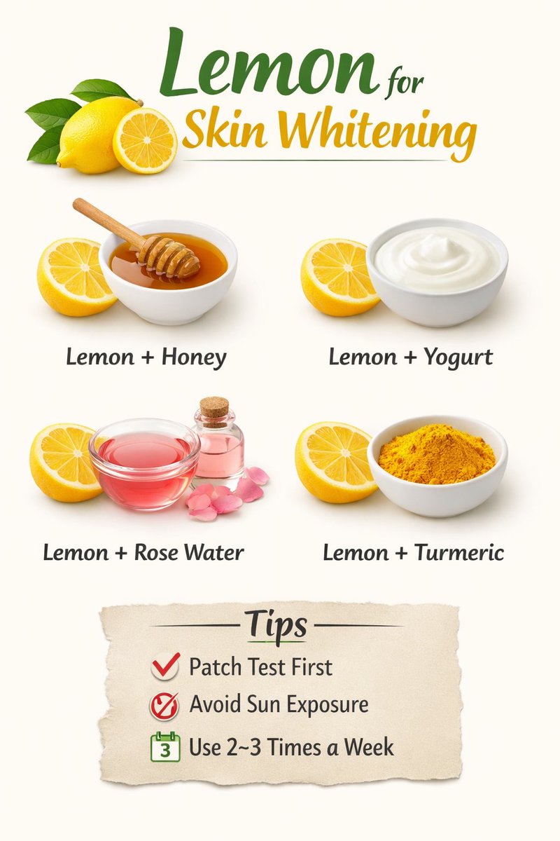 InbeautyH's tweet image. 🍋 Natural Skin Glow at Home ✨
Lemon + simple ingredients = brighter, fresh skin 💛
Try these easy combos &amp;amp; see the glow!
#SkincareTips #NaturalGlow #LemonBeauty #HomeRemedies