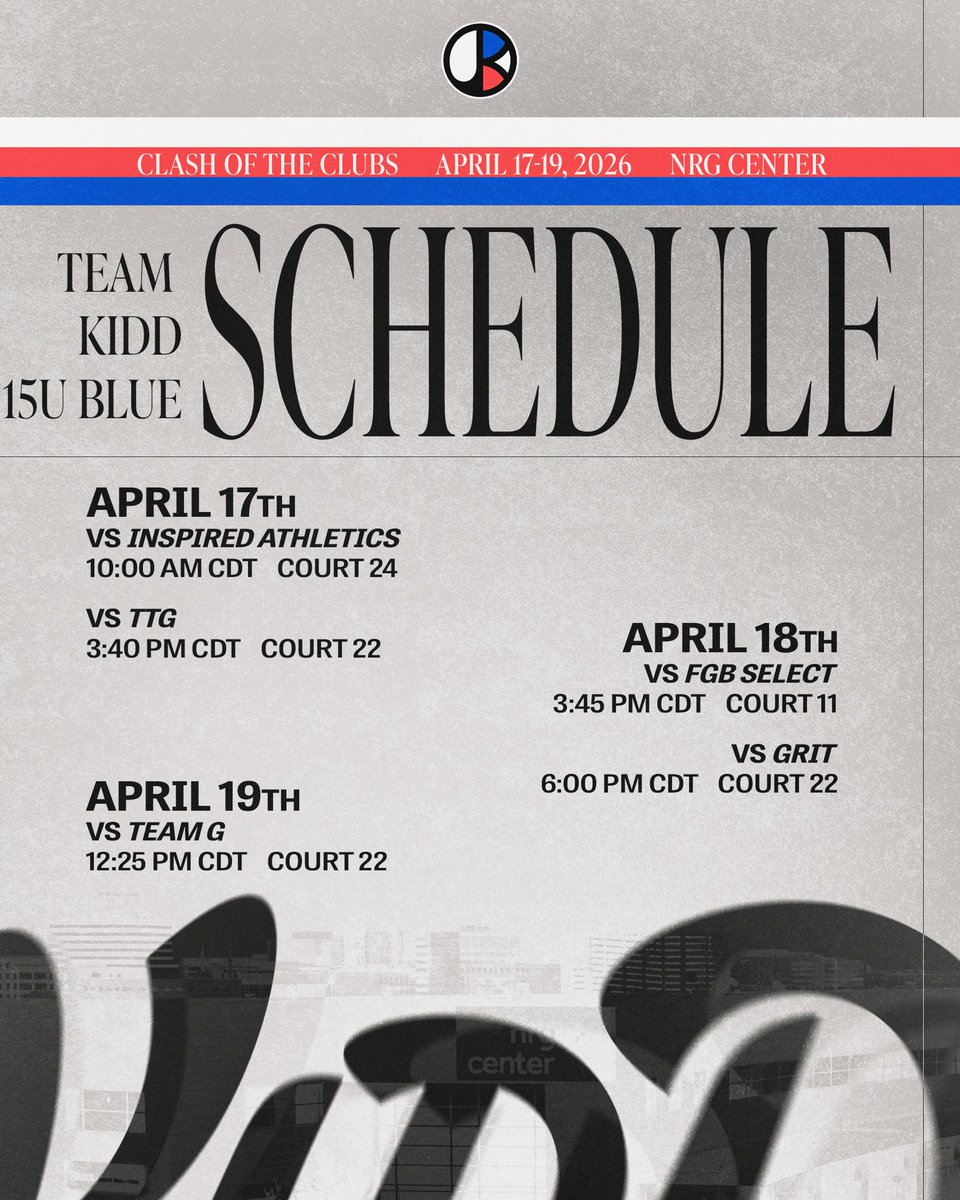 TeamKiddTexas's tweet photo. LIVE at NRG 🔥

Coaches come check out Team Kidd Blue 15U as we kick off our first Power 24 Select Series live period.

@DevanBlueitt @m_hoellen 
#teamkidd #liveperiod #clashofclubs https://t.co/RskOYjQGqw
