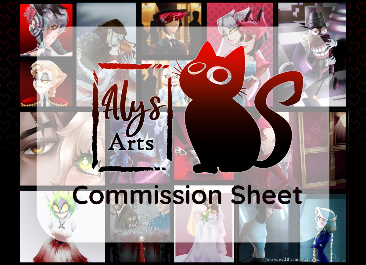 Alystania24's tweet image. COMMISSIONS OPEN! 7 slots only!
I do✅️:
• Multiple styles (Hazbin/Helluva, anime, TADC)
• Soft NSFW
• Ships / OC x Canon
• Slight gore

Won’t draw❌️:
• Explicit NSFW
• Hate / illegal content

#Commissionsopen #comms #hazbinhotel #charlastor #TADC #helluvaboss #commsopen