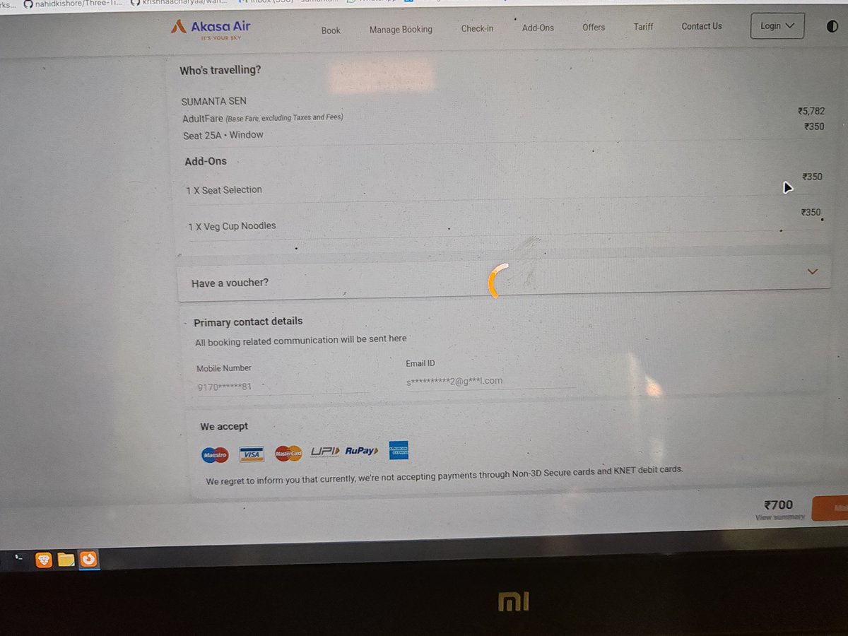 Sumanta07994213's tweet image. Unable to book seat @AkasaAir not working i need window seat but unable to do book horribly appliaction 😡 😡 😡 #akasa #air #flight