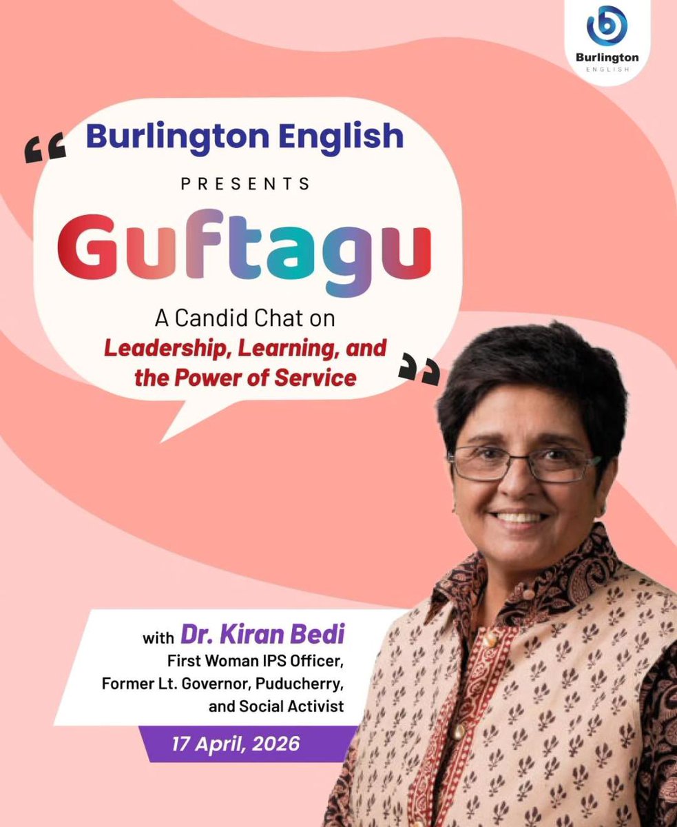 thekiranbedi's tweet image. Today with @BurlingtonE 
An Exclusive Guftagu session with Mr. Amit Baveja @baveja_amit - MD, Burlington English, Gurgaon. 
#Leadership #Learning #PowerofService #BurlingtonEnglish