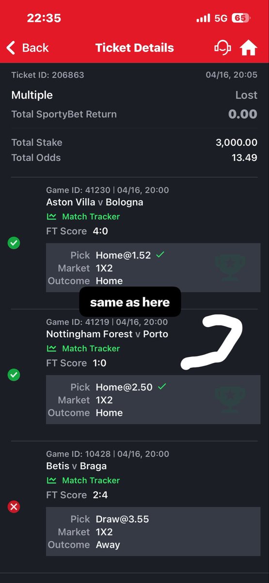 Cryptocryptt's tweet photo. @SportyBetNG I played this game when it started. I think around 20:05 . So what’s really going on? And in the other tickets that was lost, i played the same game as exact time! So why those 2 tickets wasn’t affected? Why was it only this won ticket that you refused to settle the @SportyBetNG https://t.co/DMvvFRWOv0