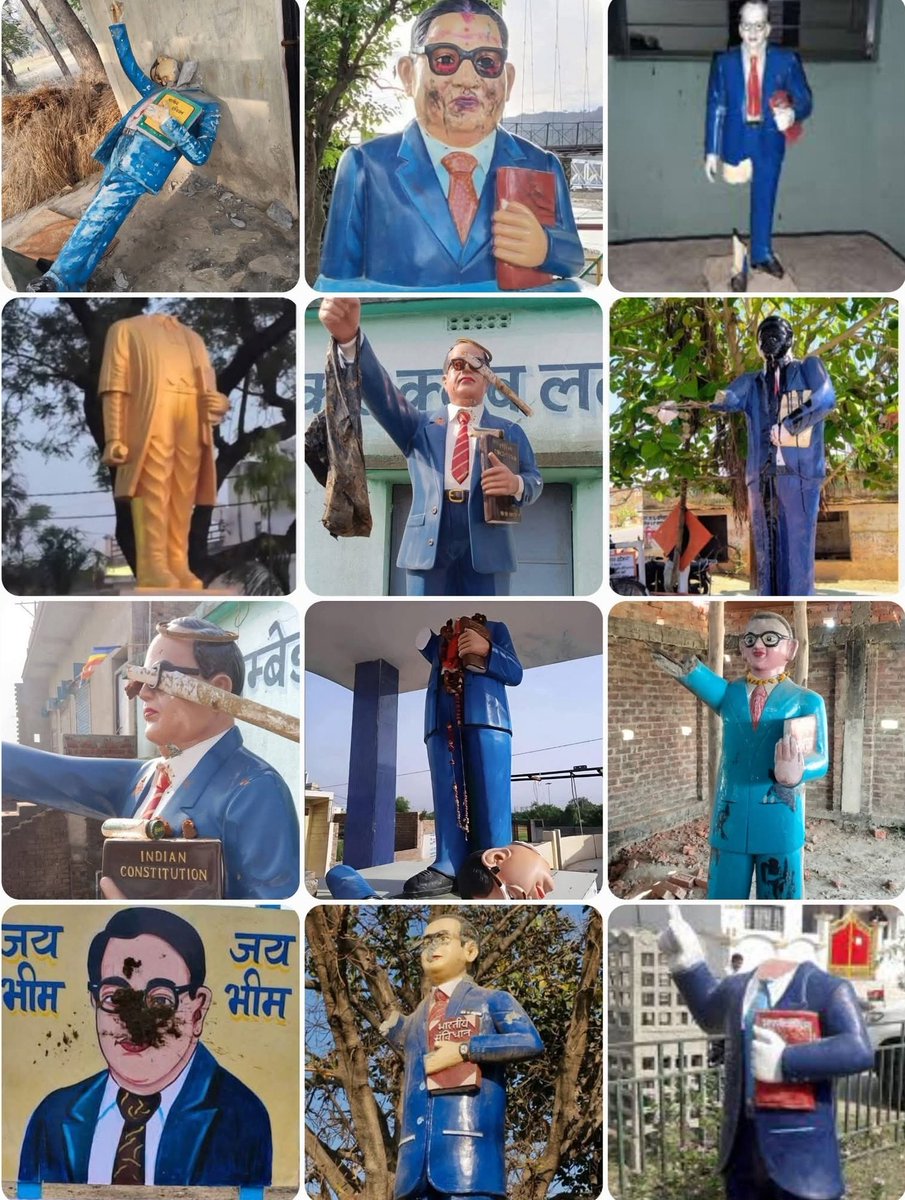 संविधान निर्माता डॉक्टर "बाबा साहेब अंबेडकर" की प्रतिमाएं तोड़ने की हजारों घटनाएं हुई हैं..

उन प्रतिमाओं को तोड़ने वाला कोई पाकिस्तानी, बांग्लादेशी या विदेशी नहीं !
बल्कि इसी देश में मनुवादी,जातंकवादी, लोग हैं!

क्योंकि बाबा साहेब के विचारों को पढ़कर करोड़ों लोगों का जीवन, लोगों