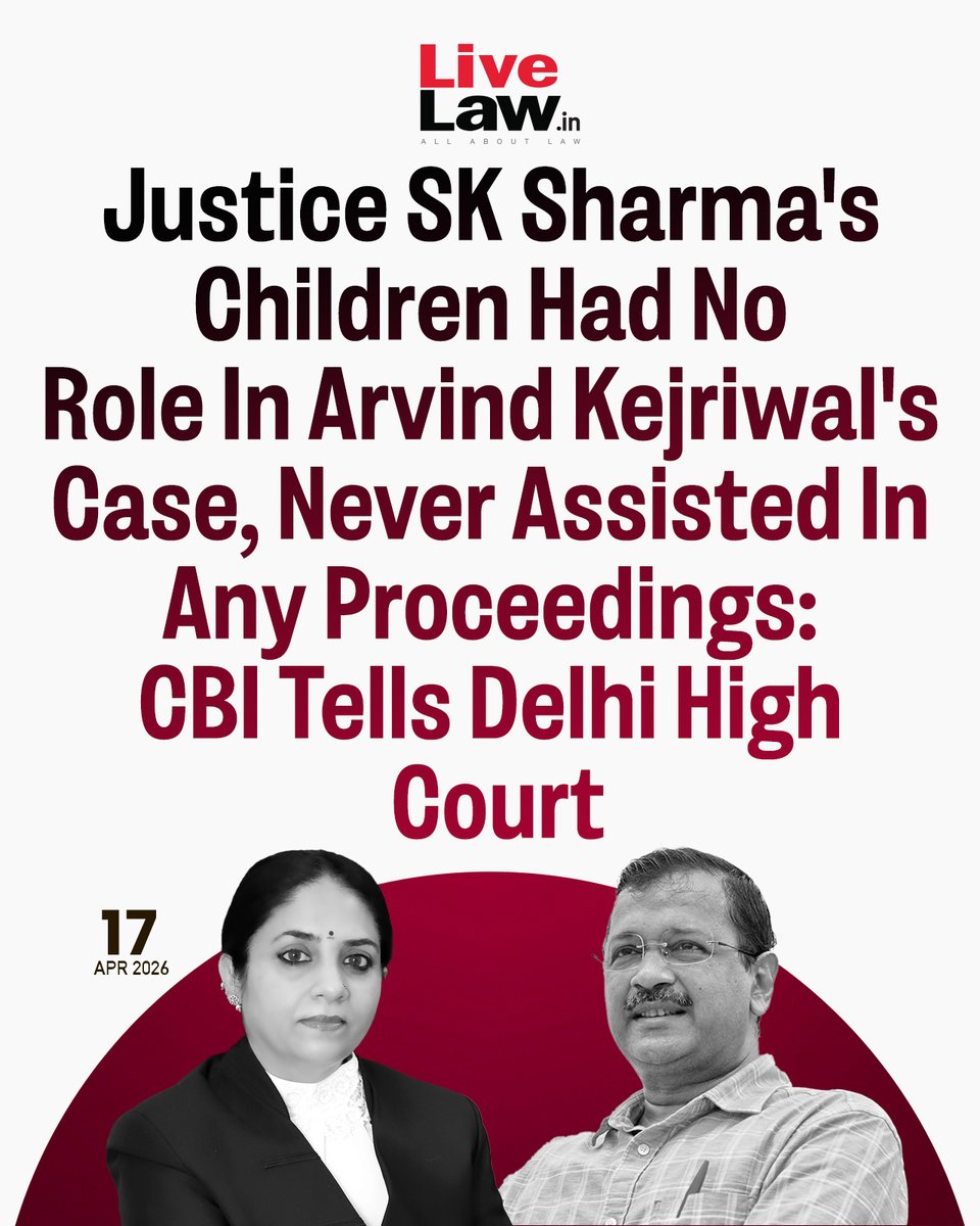 LiveLawIndia's tweet image. The Central Bureau of Investigation (CBI) has opposed before the #DelhiHighCourt an additional affidavit filed by AAP Chief #ArvindKejriwal alleging bias on part of #JusticeSwarnaKantaSharma, on the ground that her children are Central government panel counsel.
Read more: