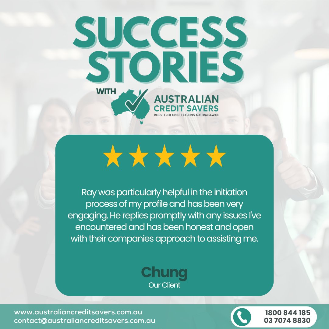 AU_CreditSavers's tweet photo. โ Clear guidance from day one
โ Fast, reliable support
โ Honest advice. No fluff, no false promises!
Start your credit repair journey with one of the best.
https://t.co/FlLL9nd28b
#creditrepair #CreditRepairExperts #australia #creditfix #creditreport #creditscorehelp #credit https://t.co/ouuLQOYrOq