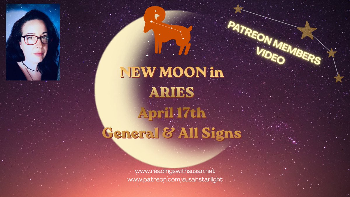 SusanRodio's tweet photo. 💫♈New Moon in Aries conjunct Chiron with an Aries Stellium April 17th. Watch on my Patreon, unlock video or join for more content. General &amp; All Signs!
https://t.co/6WgGybR1b5 https://t.co/VVhPRsbJkU