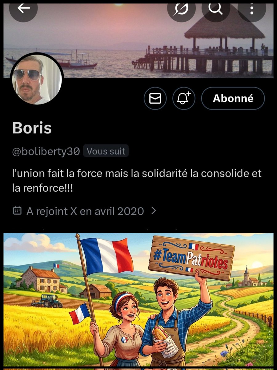 INFO🚨 Merci de partager! 
Mes amis abonnés😉
Ainsi que l'équipe #JambonBeurre #TeamPatriotes 🇨🇵 
Notre ami  <a href="/boliberty30/">Boris</a>  👍
Aurait besoin d'un petit coup de pouce pour grossir sa TL!🥳
Merci de vous abonner à lui!🙏
Et n'oubliez pas!😉
Tous ensemble nous sommes plus forts!🇨🇵