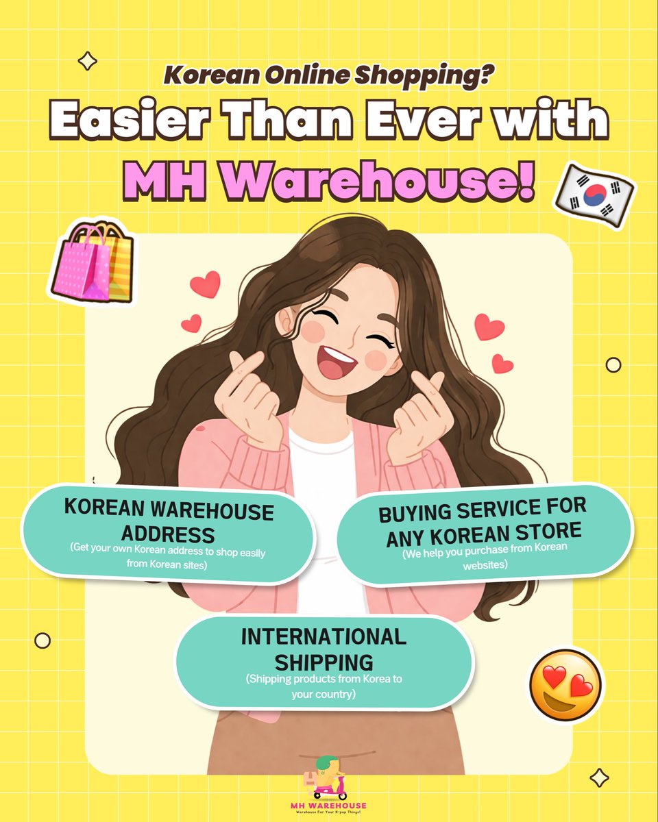 mhwarehouse's tweet image. No Korean payment? No problem.
Too many packages? We’ll combine them for you.

Everything handled in one place — MH Warehouse Korean Address🏠✨ #kaddy #koreanwarehouse

💌Korea proxy comeback wts po pob weverse bunjang cortis jennie lisa blackpink straykids BTS cortis seventeen