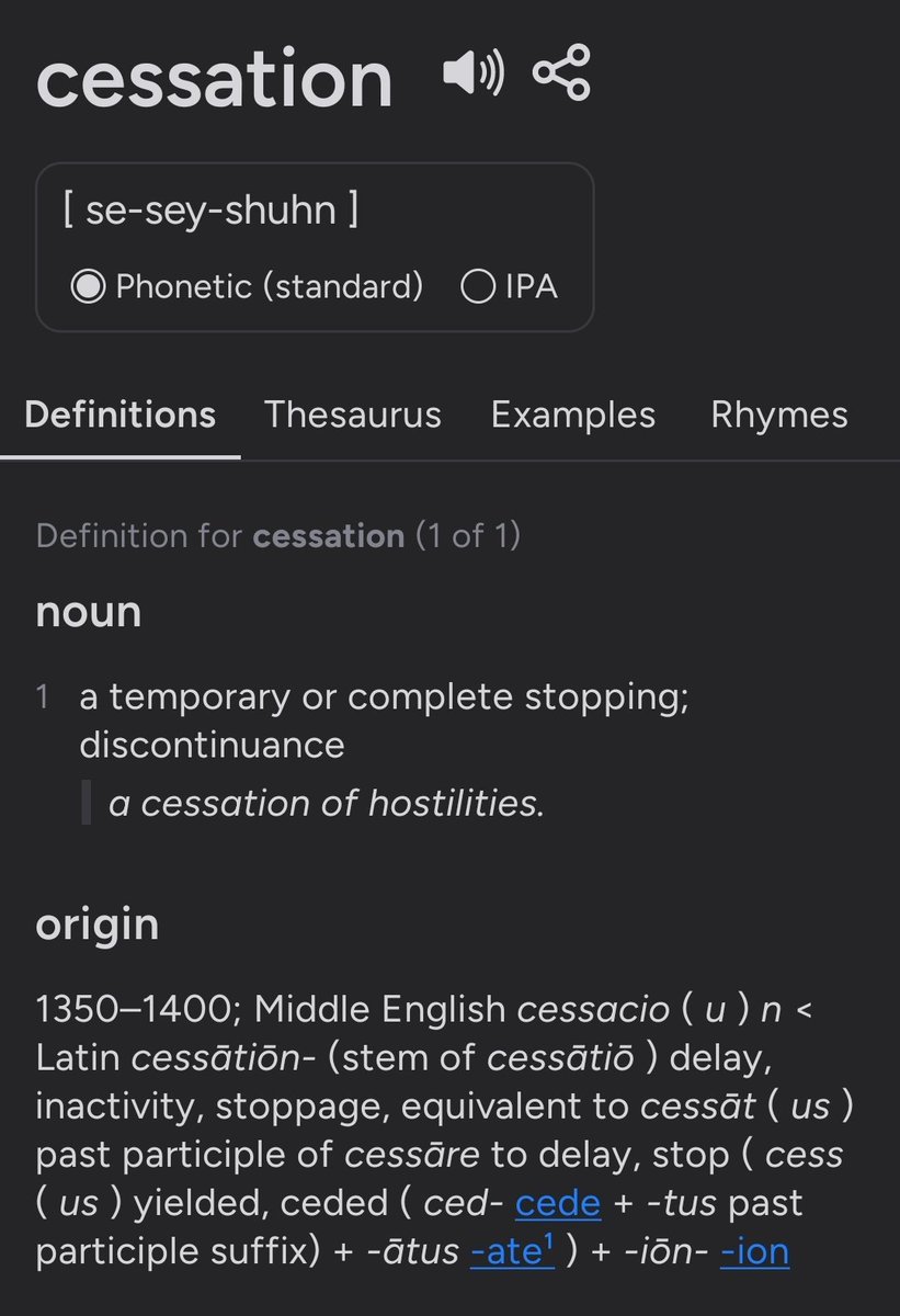 PoliticalMoron1's tweet photo. Cessation. The word is "cessation". #Lebanon &amp; #Israel are having a #cessation. NOT A #CeaseFire.

Please Don't destroy fine tuned direct language to deceive the masses.

In #Law "Cease &amp; Desist" notices NEVER say for 10 days.

@Pontifex @POTUS @RealAlexJones @VP @realstewpeters https://t.co/Igs7Fybnwn