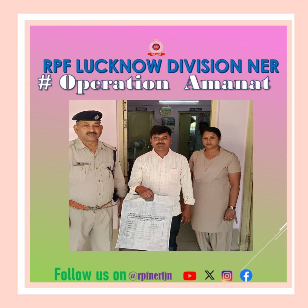 rpfnerljn's tweet image. 🚨 #OperationAmanat
"Small acts of honesty build big trust."
RPF Post Sitapur 👮‍♂️ ensured safe return of a left-behind bag from Train No. 15009 to its rightful owner after verification.
#RPFIndia #PassengerSafety #RailwaySecurity #TrustAndService
@drmljn @rpf_india @rpfner