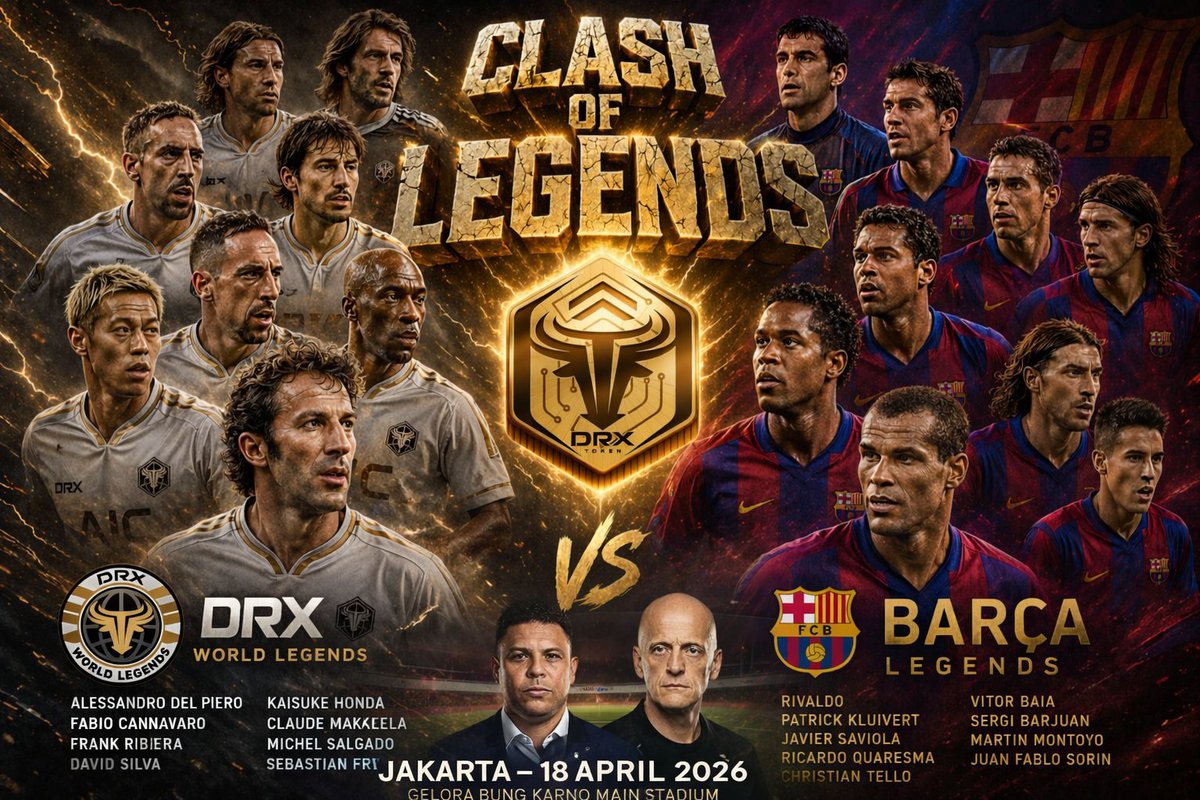 20Matcha's tweet photo. H-1 π₯β½
Clash of Legends tinggal hitungan jam...
Besok GBK bergemuruh saat para legenda kembali menghidupkan lapangan π₯
Siap jadi saksi sejarah? πβ¨
#ClashOfLegendsJakarta
#GBK #DRXToken https://t.co/632Efbb2CD