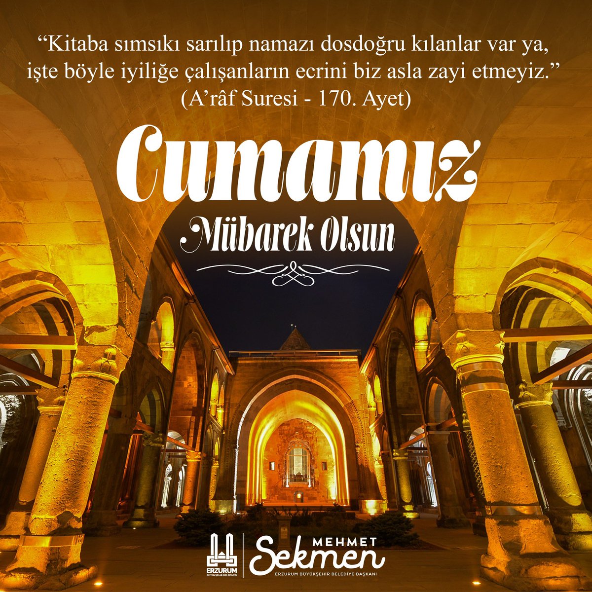 “Kitaba sımsıkı sarılıp namazı dosdoğru kılanlar var ya, işte böyle iyiliğe çalışanların ecrini biz asla zayi etmeyiz.” 
(A’râf Suresi - 170. Ayet) 

Cumamız mübarek olsun.