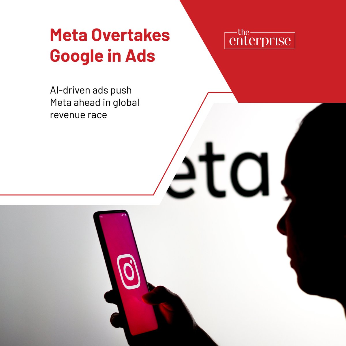 AtTheEnterprise's tweet image. Meta is on track to dethrone Google in ad revenue, proving that automation and performance now matter more than search dominance.

🌐:theenterprise.news

#DigitalAdvertising
#Meta
#GoogleAds
#AdTech
#MarketingTrends
#AIAdvertising
#MediaStrategy
#BigTech