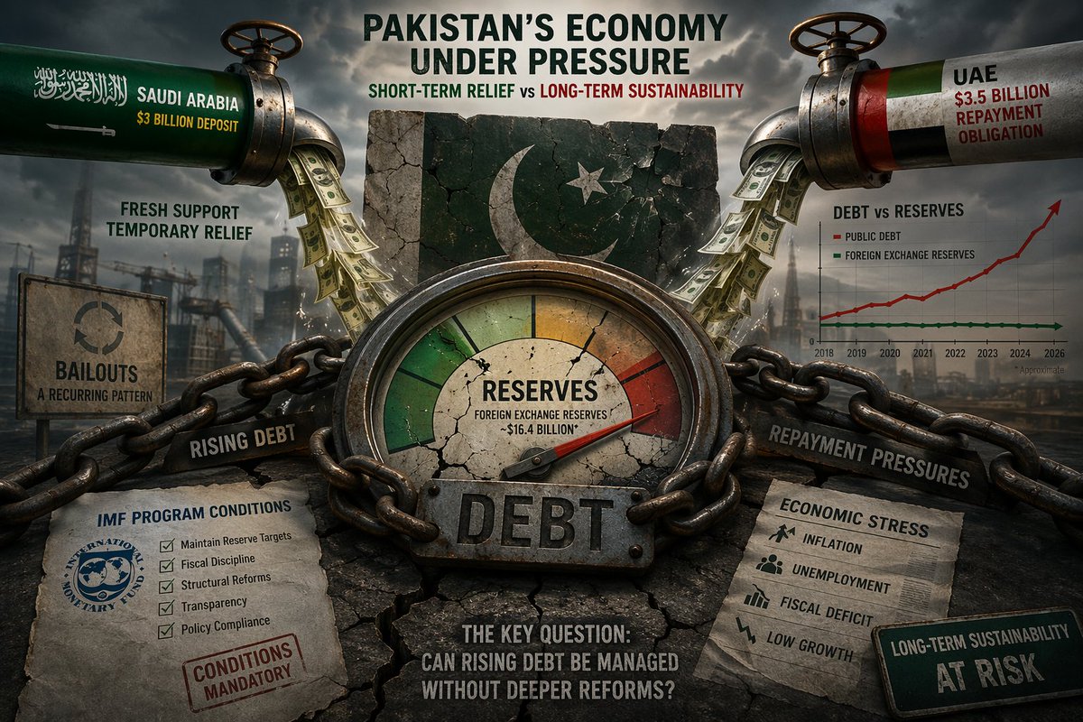 VaadeD's tweet image. Pakistan’s economy remains under pressure as external support continues to plug structural gaps. #EconomicReality #DebtTrap #FiscalCrisis #GlobalEconomy #PolicyWatch #DebtAndSecurity