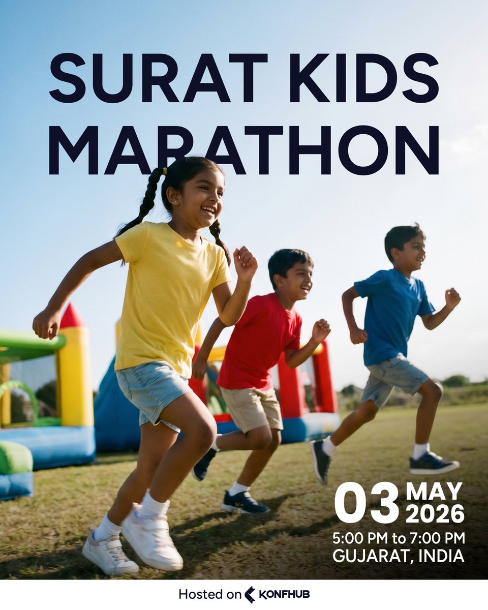 Little steps, big dreams! 🏃‍♂️✨

The Surat Kids Marathon 2026 is all about fun, energy, and getting kids moving! From tiny tots to rising stars, every step is a celebration of health, confidence, and joy. 💜

📍 Surat, India
📅 May 3, 2026