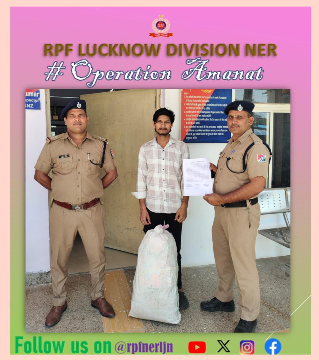 rpfnerljn's tweet image. #OperationAmanat
Acting on information received through Rail Madad 139, RPF BNZ Outpost 👮‍♂️ recovered a black bag from Train No.05034 and, after due verification, respectfully handed it over to the rightful passenger.
@RPF_INDIA @rpfner @drmljn
#PassengerSafety #RailwaySecurity