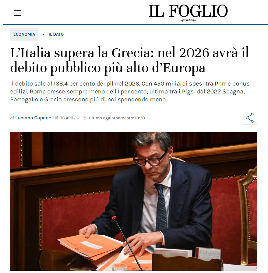 serebellardinel's tweet image. Italia peggio di #Grecia!Sarà paese con debito pubblico più alto #Europa!Ma pur ammettendo questi dati catastrofici #RotoliDiStampaIgienica servi del #GovernoMeloni,continuano ancora a scaricare queste colpe su #superbonus e #PNRR di #Conte, sperando che qualcuno abbocchi ancora!