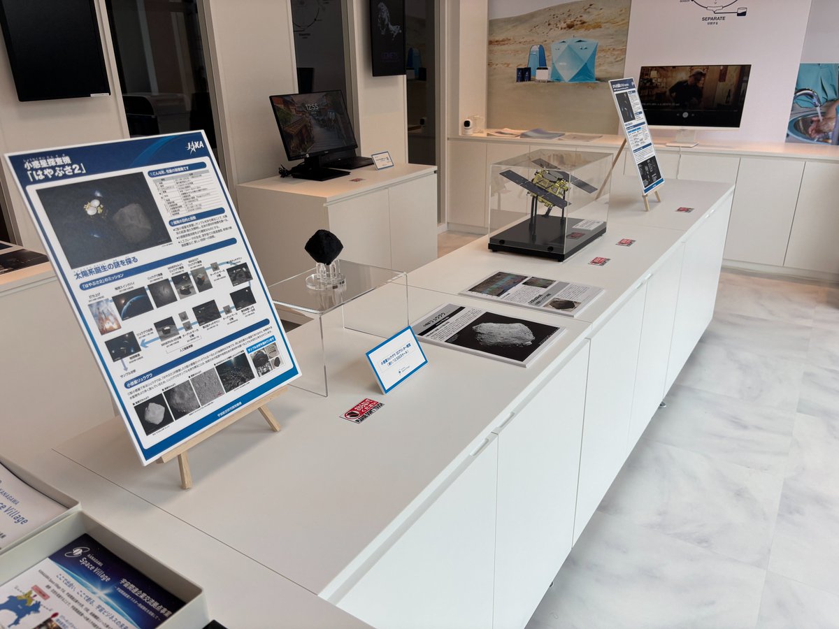 K_Space_Village's tweet image. 1/3
✨展示がリニューアルしました！✨
  はやぶさ2の壮大な挑戦を分かりやすく解説する説明パネルが新設され、
 さらに小惑星リュウグウの模型も新たに仲間入り🛰️🪨
#はやぶさ2 #HAYABUSA2 #JAXA #宇宙展示