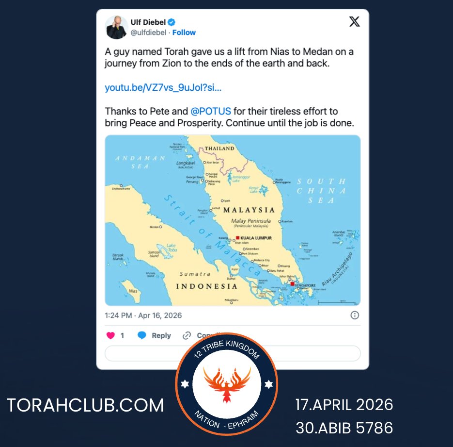 "A guy named Torah gave us a lift from Nias to Medan on a journey from Zion to the ends of the earth and back.
https://
youtu.be/VZ7vs_9uJoI?si
=zy9v_tVutHNQrWPX
Thanks to Pete and
<a href="/POTUS/">President Donald J. Trump</a>
for their tireless effort to bring Peace and Prosperity. Continue until the job is done."