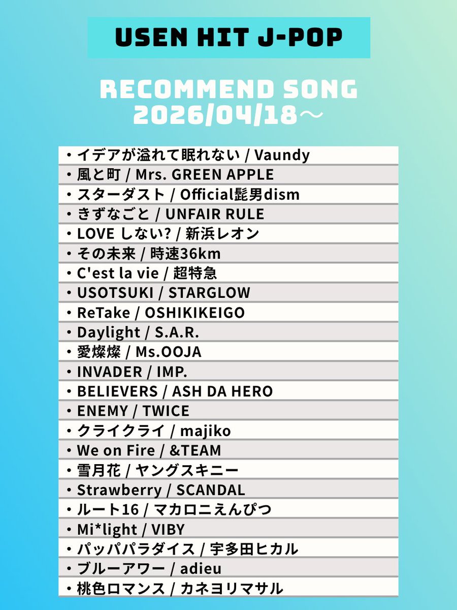 USEN HITS!（有線放送） tweet media