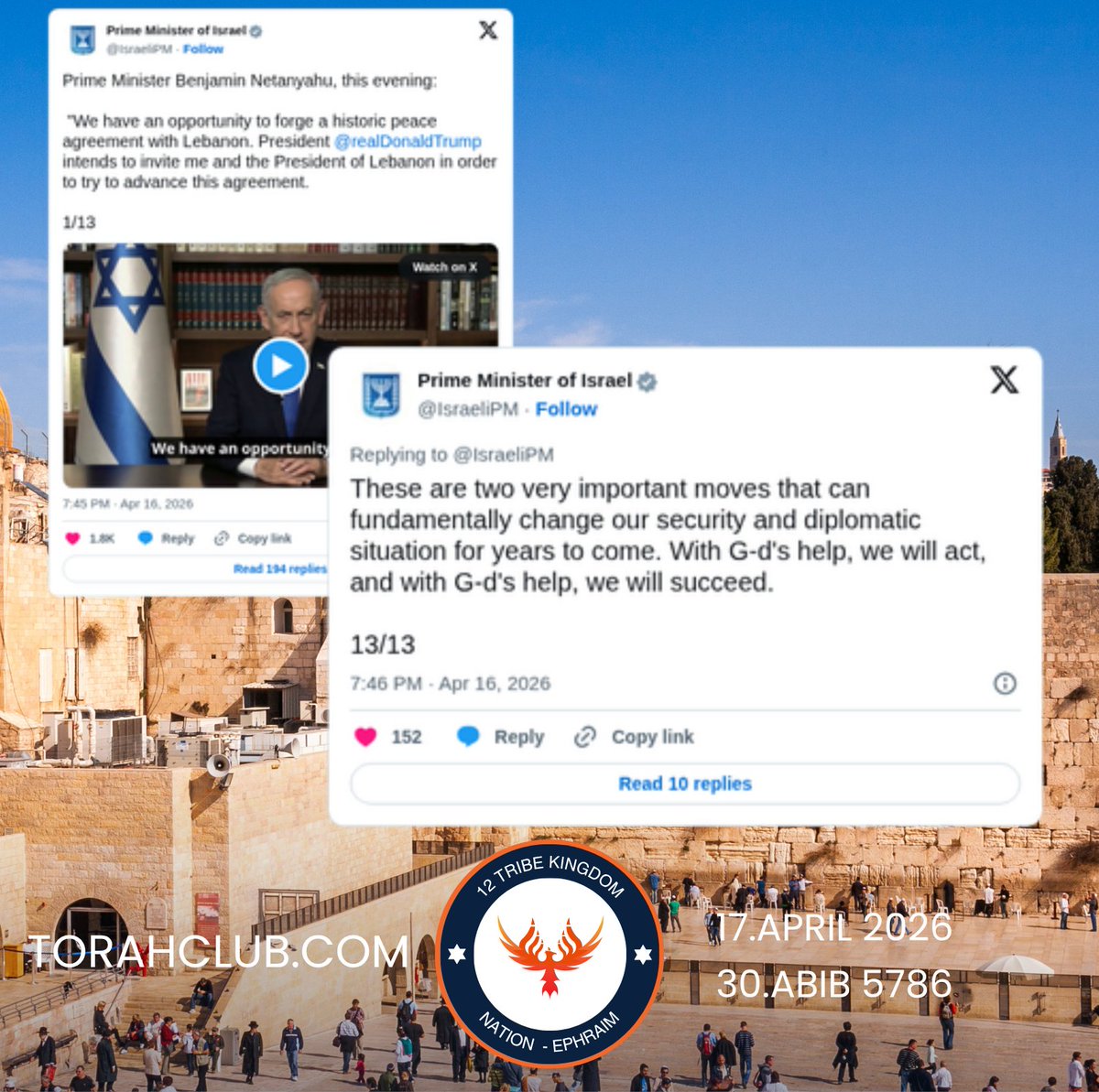 "These are two very important moves that can fundamentally change our security and diplomatic situation for years to come. With G-d's help, we will act, and with G-d's help, we will succeed." - <a href="/netanyahu/">Benjamin Netanyahu - בנימין נתניהו</a> <a href="/IsraeliPM/">Prime Minister of Israel</a> 
t.me/nationephraim/…