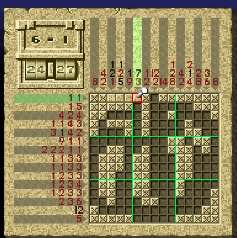moonuhsp's tweet image. Today’s picross 69/300
Difficulty 5/10
Time 5:34
#snes #sfc #puzzle